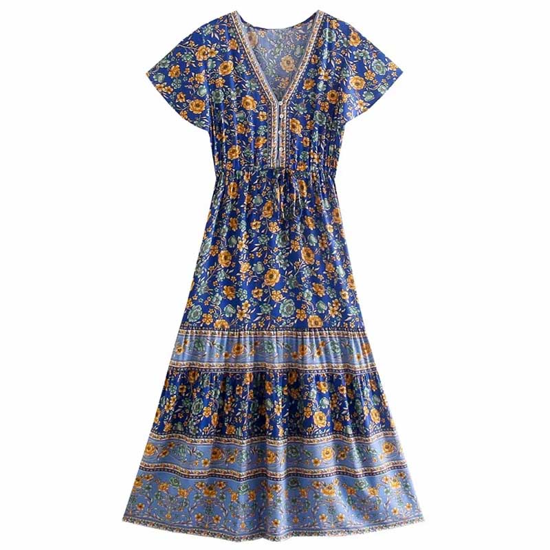 Boho Chic Flared Sleeves Maxi Dress - Top Boho