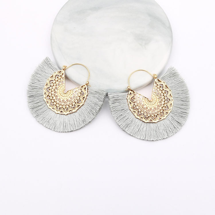 Boho Chic Fan Shaped Earrings