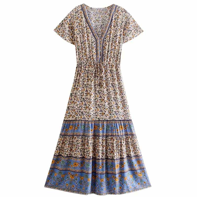 Boho Chic Flared Sleeves Maxi Dress - Top Boho
