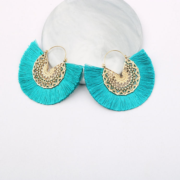 Boho Chic Fan Shaped Earrings