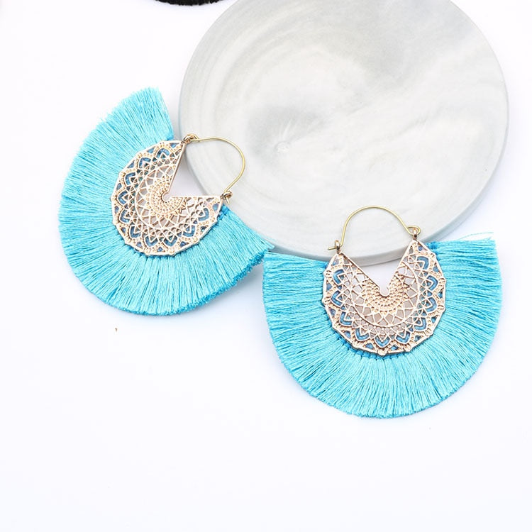 Boho Chic Fan Shaped Earrings