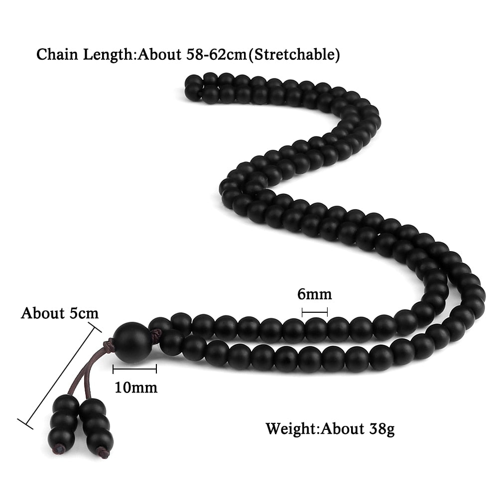Boho Black Natural Stone Beaded Necklace