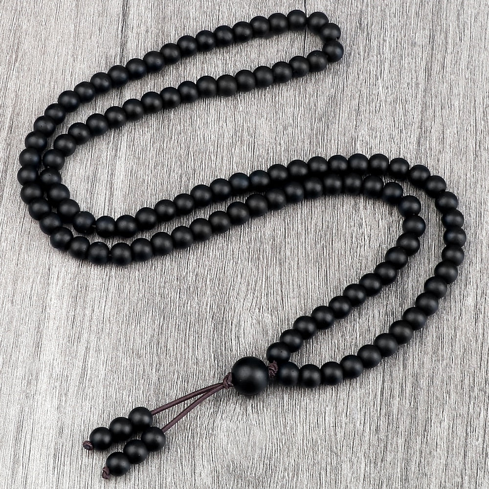 Boho Black Natural Stone Beaded Necklace