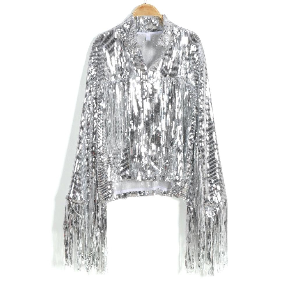 Tassel Sequin Jacket - Top Boho