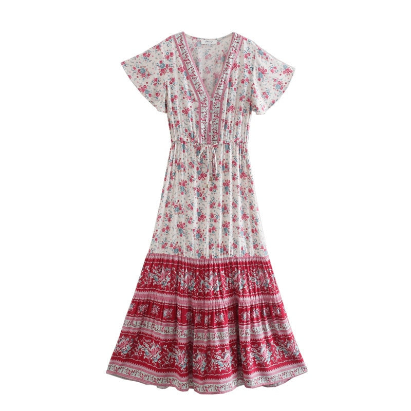 Boho Chic Flared Sleeves Maxi Dress - Top Boho