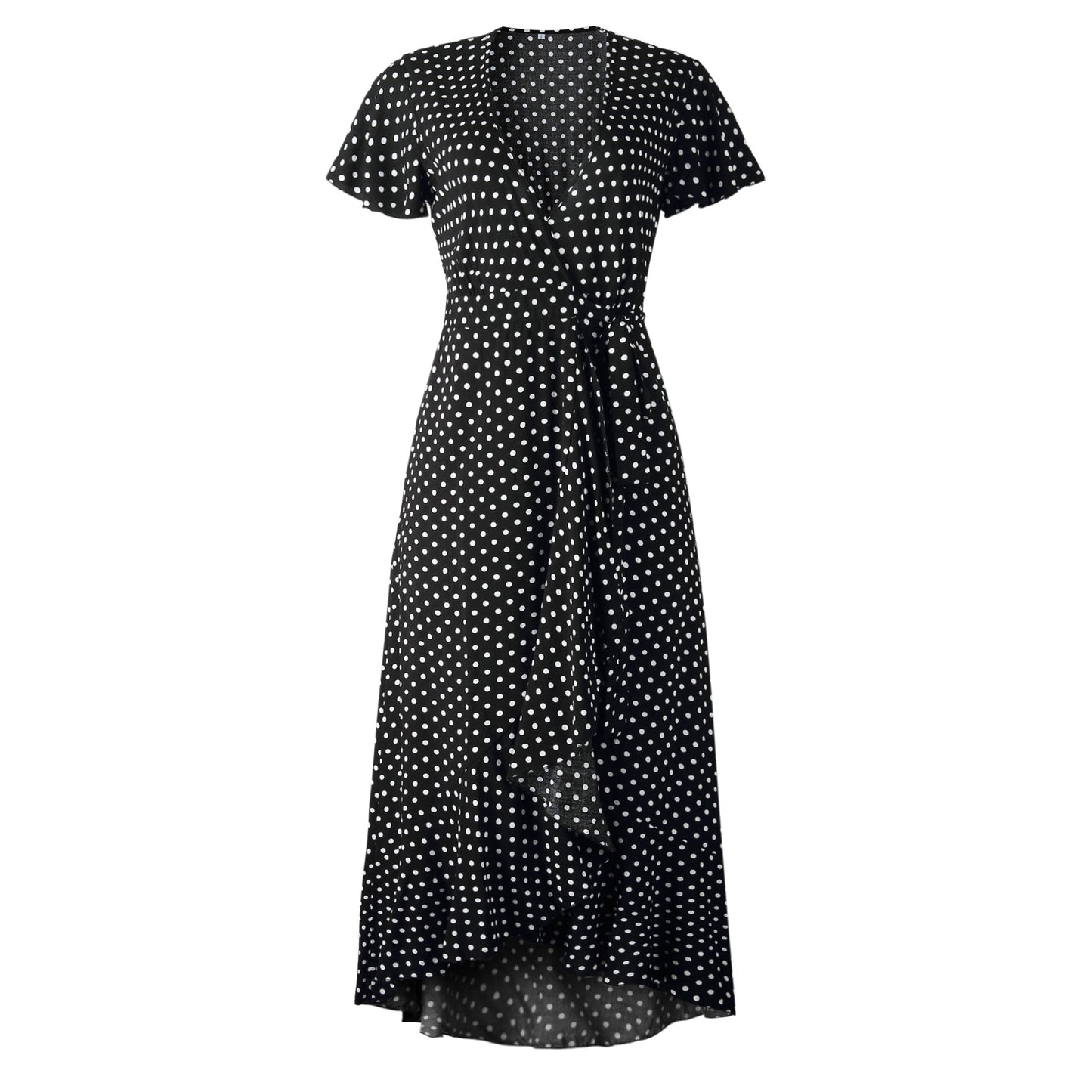 Boho Ruffle Trim Wrap Dress