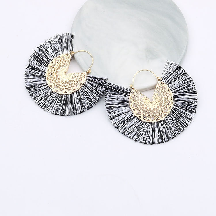 Boho Chic Fan Shaped Earrings