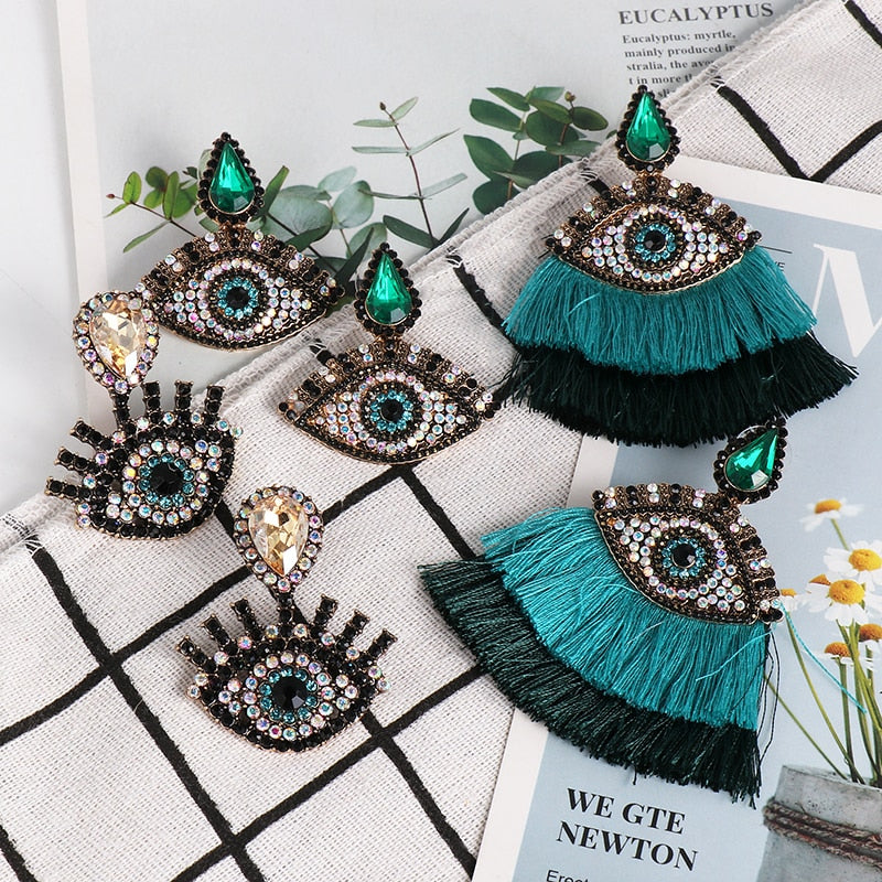 Boho Evil Eye Dangle Earrings