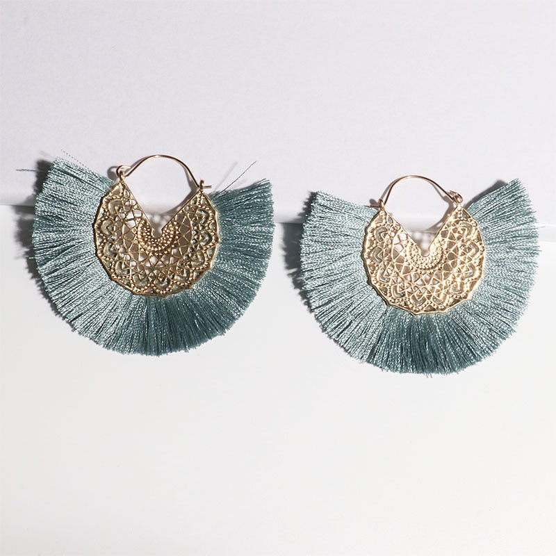 Boho Chic Fan Shaped Earrings