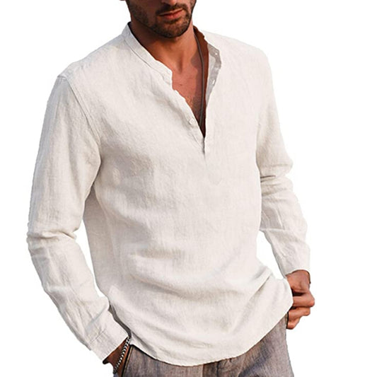Cotton Stand Collar Shirt - Top Boho