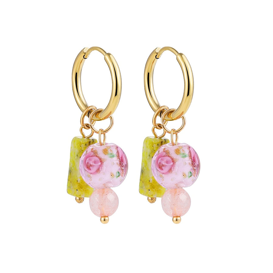 Boho Handmade Natural Stone Charm Earrings
