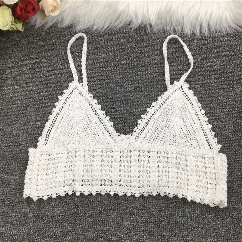 Crochet Tassel Halter Neck Crop Top - Top Boho
