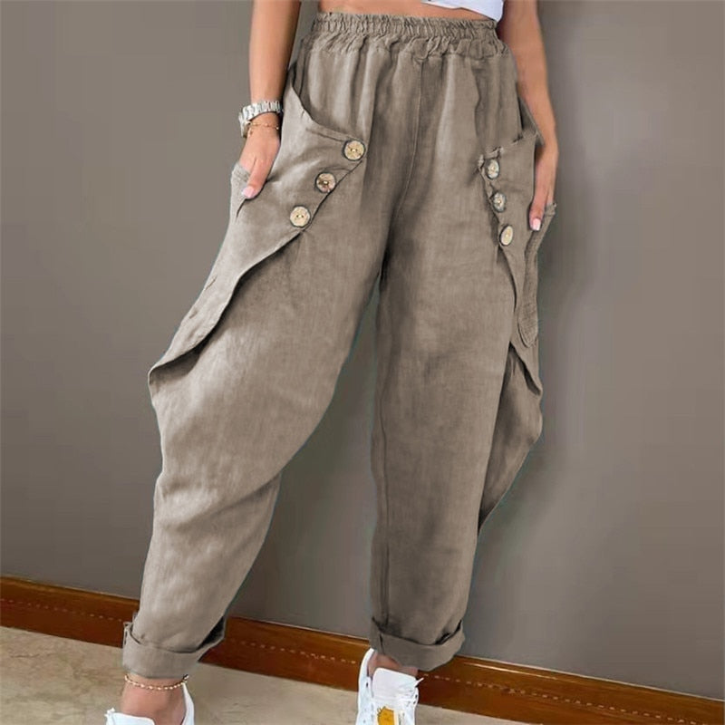 Boho Harem Pants with Buttons