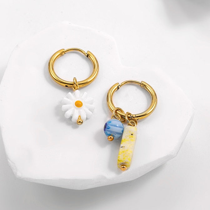 Boho Handmade Natural Stone Charm Earrings