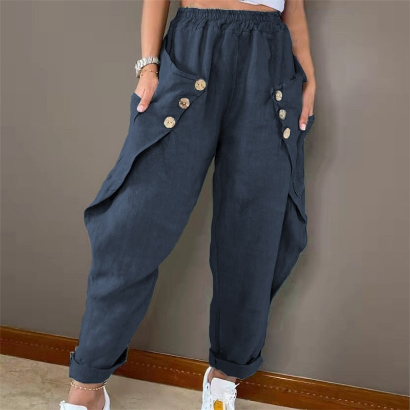 Boho Harem Pants with Buttons