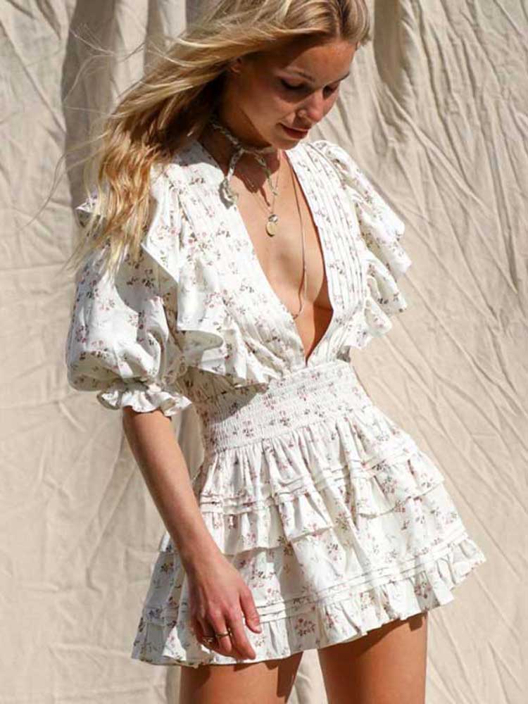 deep v neck pleated mini dress Miss Circle Hazel Grey Preppy Halter Neck Pleated Mini Dress M