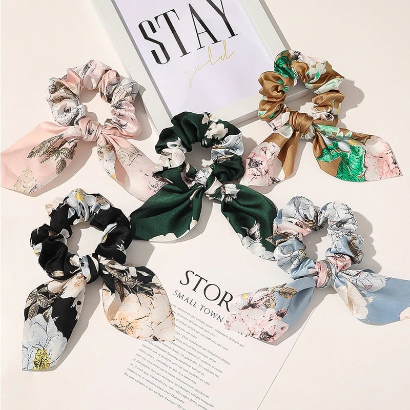 Boho Floral Bowknot Hair Ties