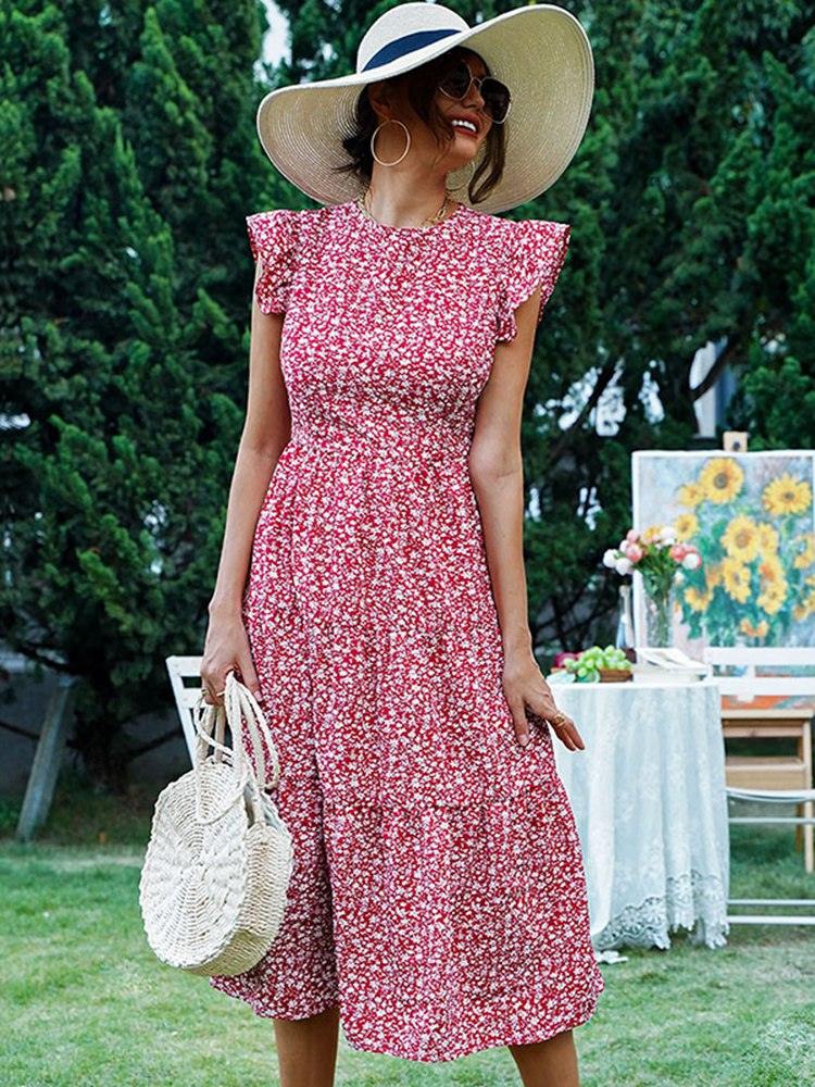 Retro Bohemian Floral Dress - Top Boho