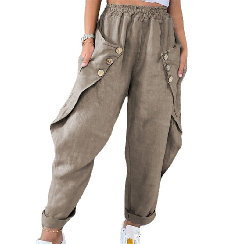 Boho Harem Pants with Buttons