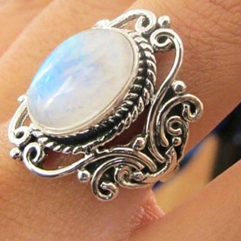 Boho Moonstone Healing Crystal Ring