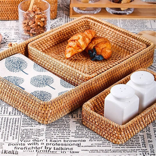 Hand-woven Rattan Storage Baskets - Top Boho