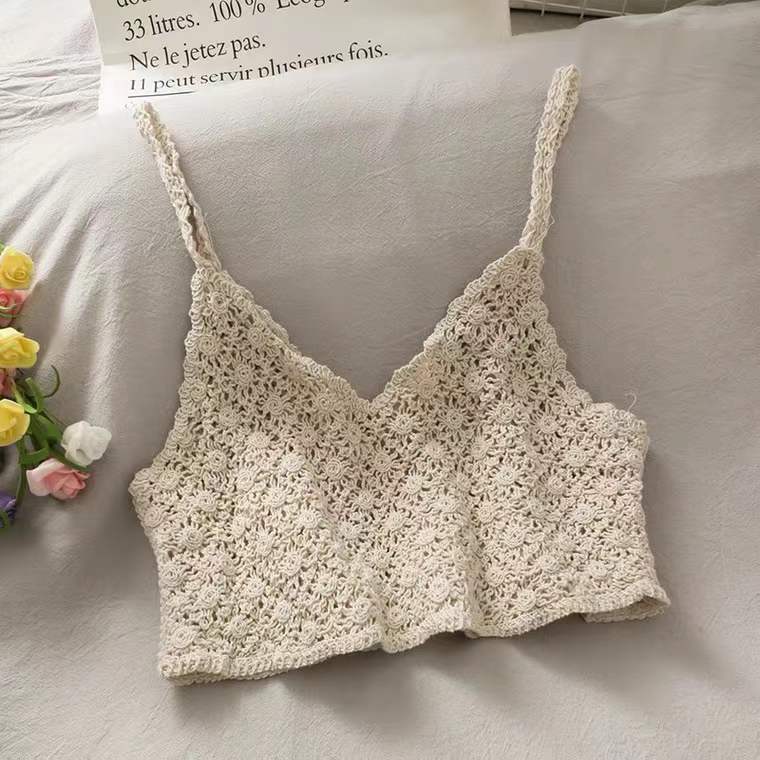 Crochet Tassel Halter Neck Crop Top - Top Boho