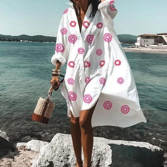 Bohemian long Sleeve Loose Summer Dress - Top Boho