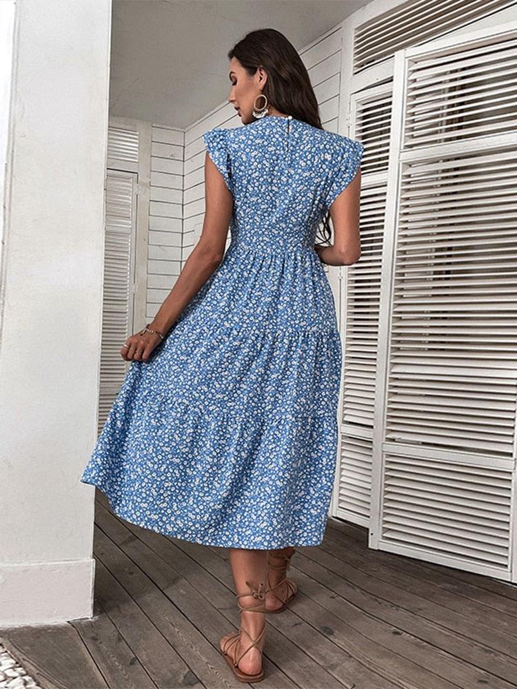 Retro Bohemian Floral Dress - Top Boho