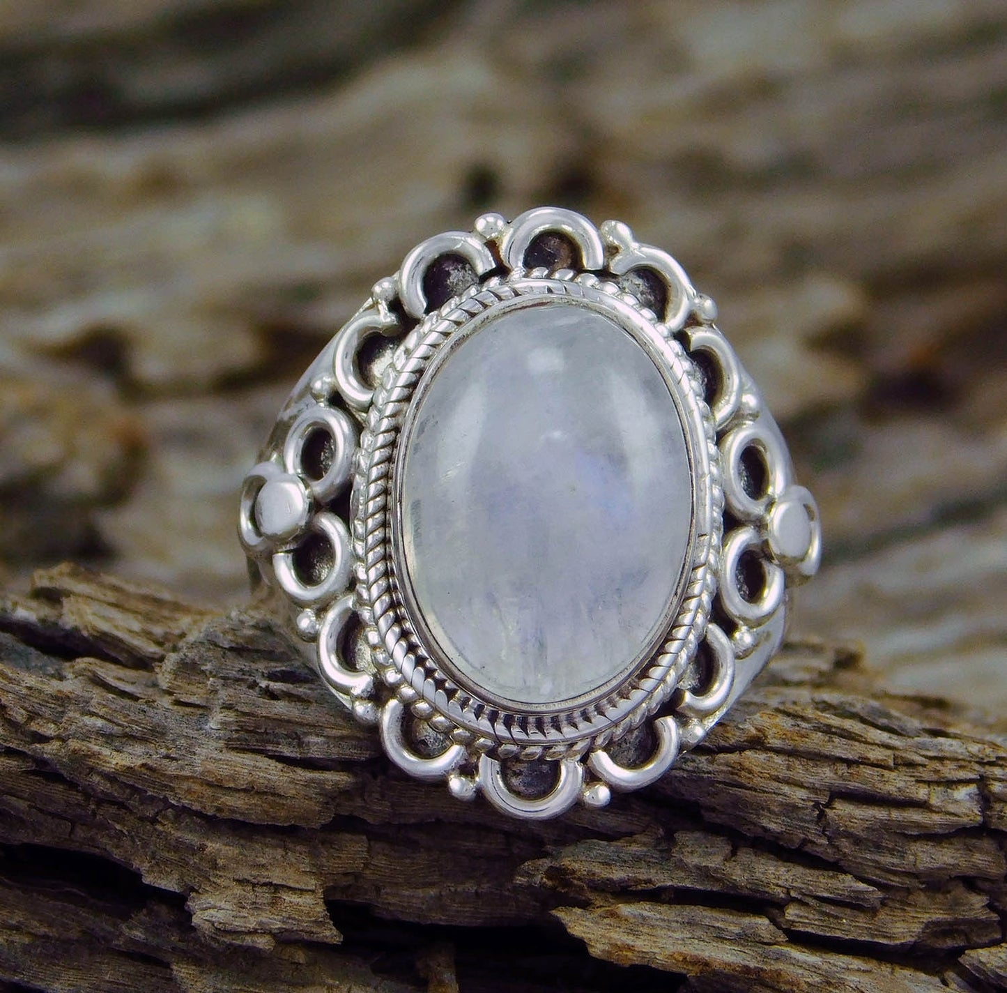 Boho Moonstone Healing Crystal Ring