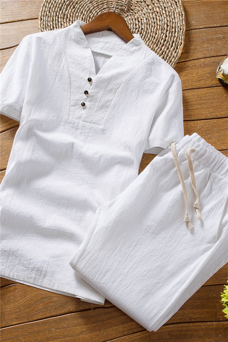 Cotton Short Sleeve Shirt & Pant Set