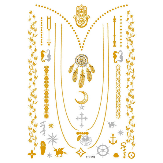 Metallic Body Art Tattoo Sticker - Top Boho