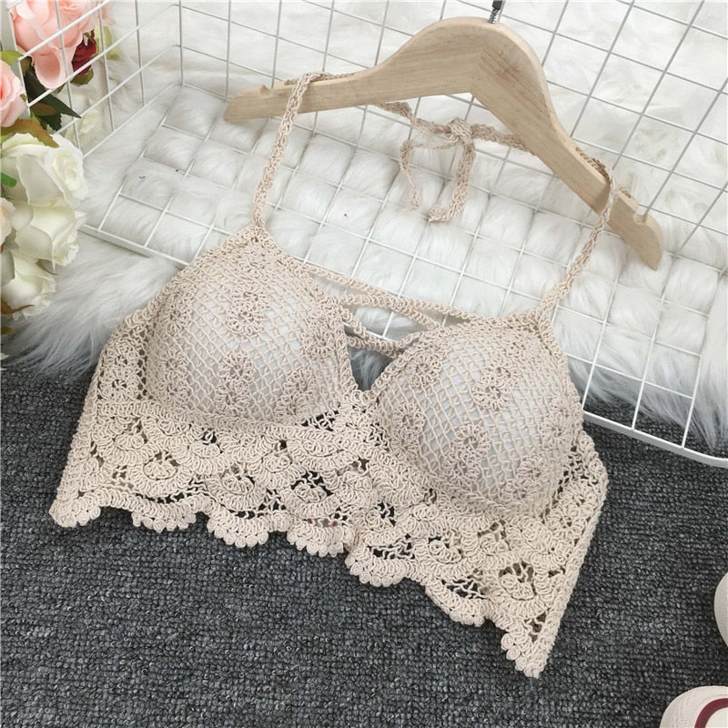 Crochet Tassel Halter Neck Crop Top - Top Boho