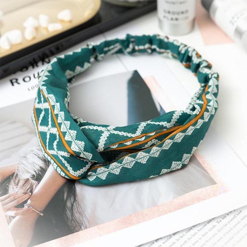 Boho Cross Knotted Bow Headband