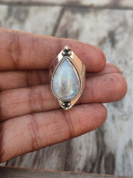 Boho Moonstone Healing Crystal Ring