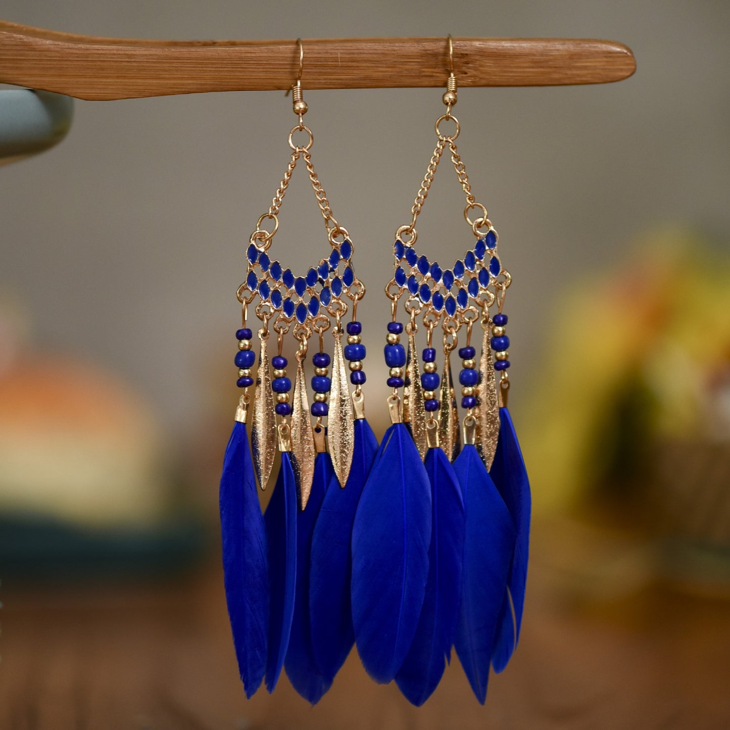 Boho Feather Tassel Earrings