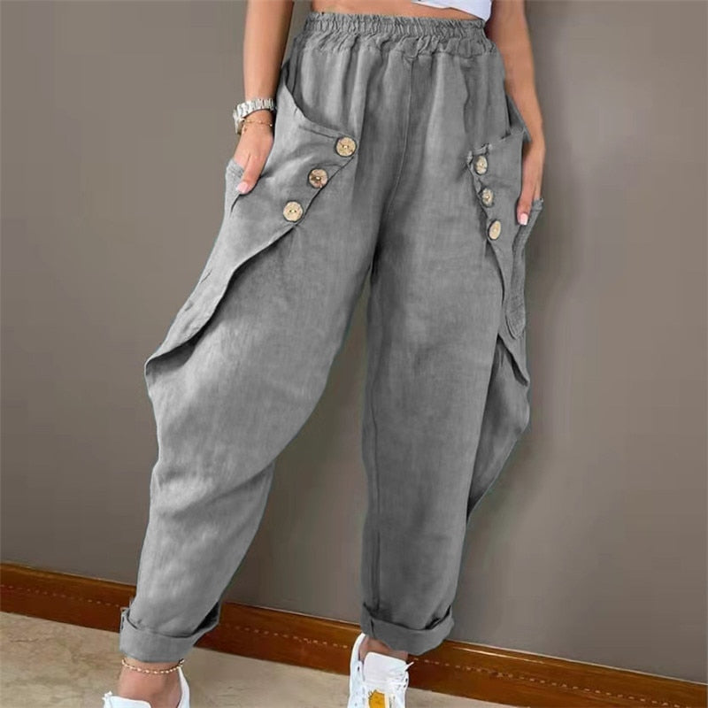 Boho Harem Pants with Buttons