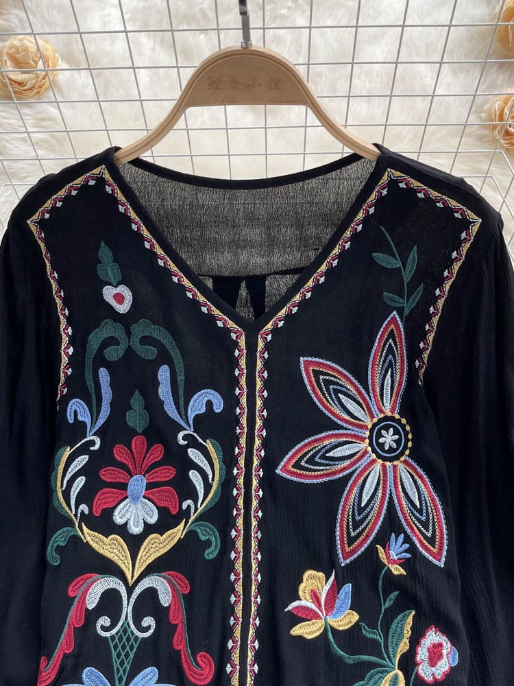 Bohemian Embroidered Blouse - Top Boho