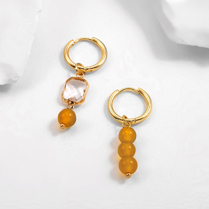 Boho Handmade Natural Stone Charm Earrings