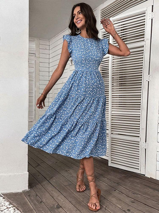 Retro Bohemian Floral Dress - Top Boho