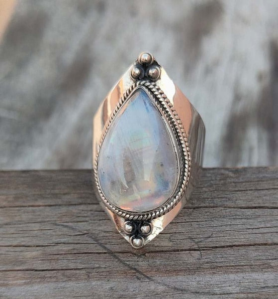 Boho Moonstone Healing Crystal Ring