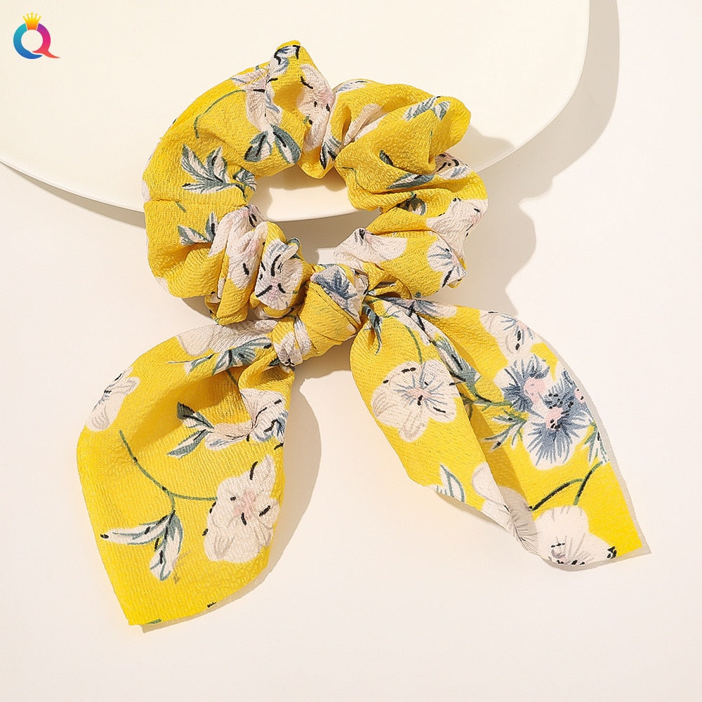 Boho Floral Bowknot Hair Ties