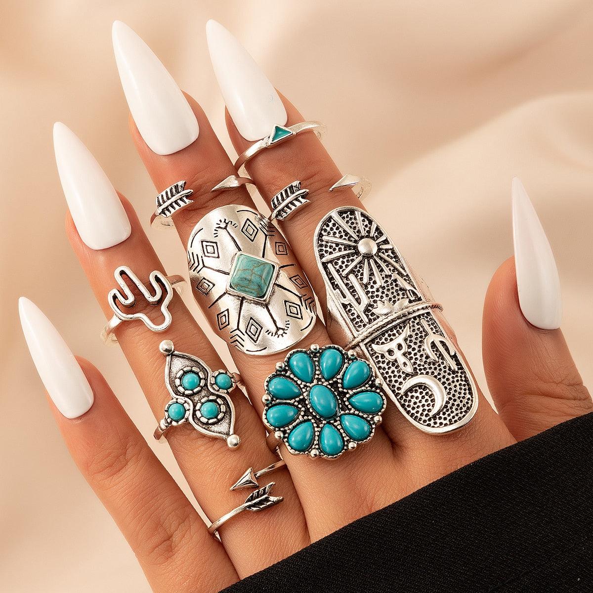 Bohemia Antique Rings Sets 9pcs - Top Boho
