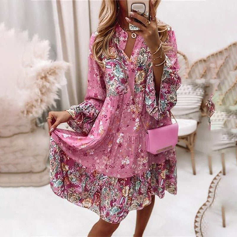 Boho Chic Floral Retro Dress - Top Boho