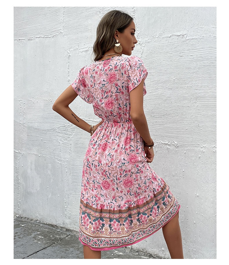 Vintage Petal Sleeve Boho Dress - Top Boho