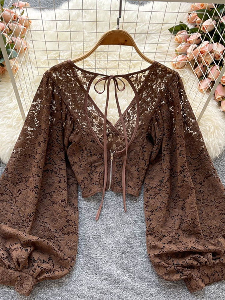 Boho Chic V-Neck Lace Blouse - Top Boho
