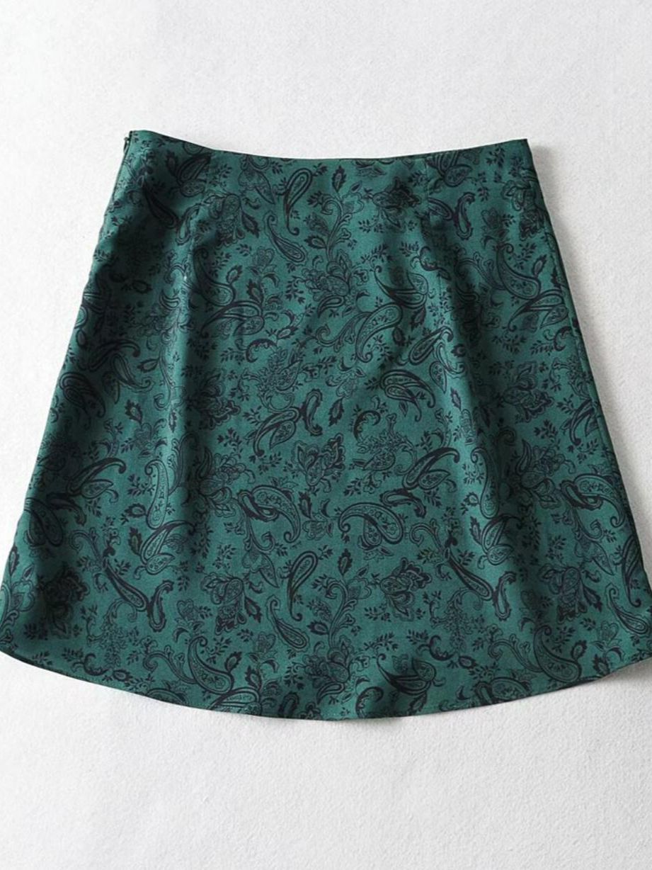 Boho Floral Print Mini Skirt
