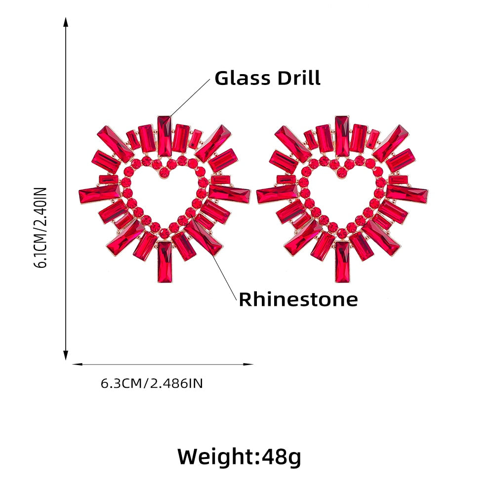 Shiny Rhinestone Flower Dangle Earrings - Top Boho