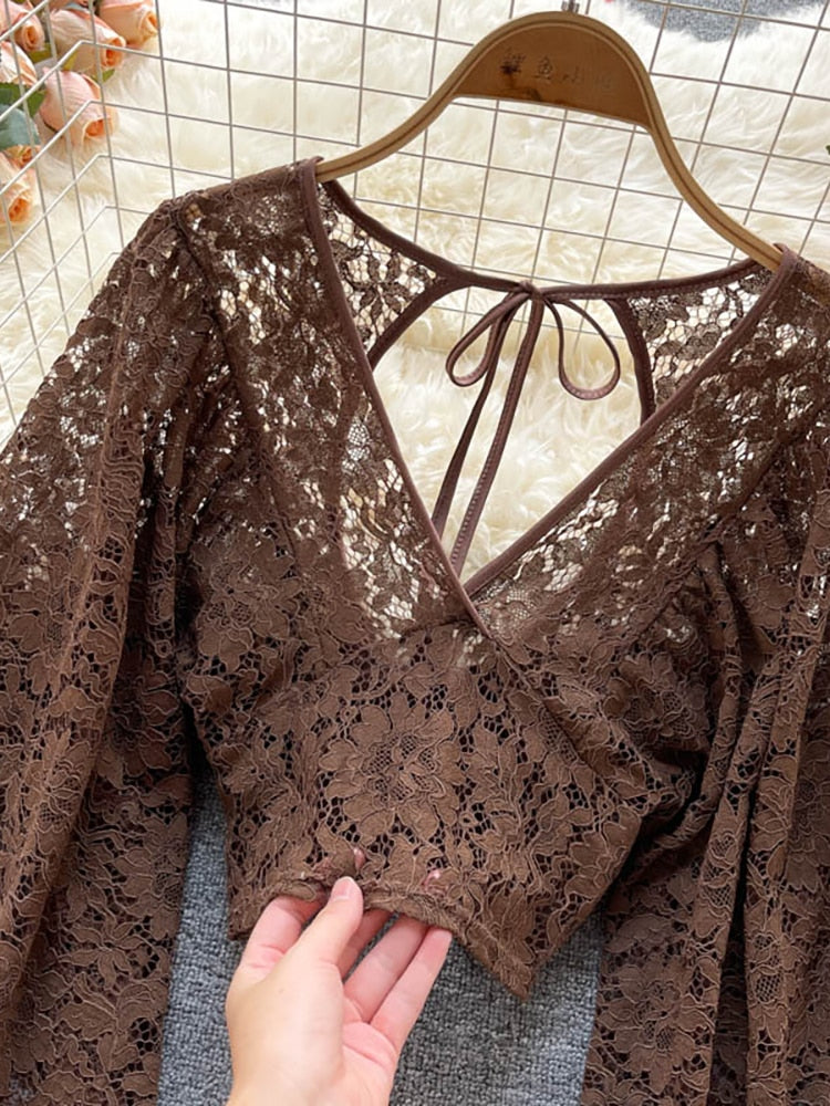 Boho Chic V-Neck Lace Blouse - Top Boho