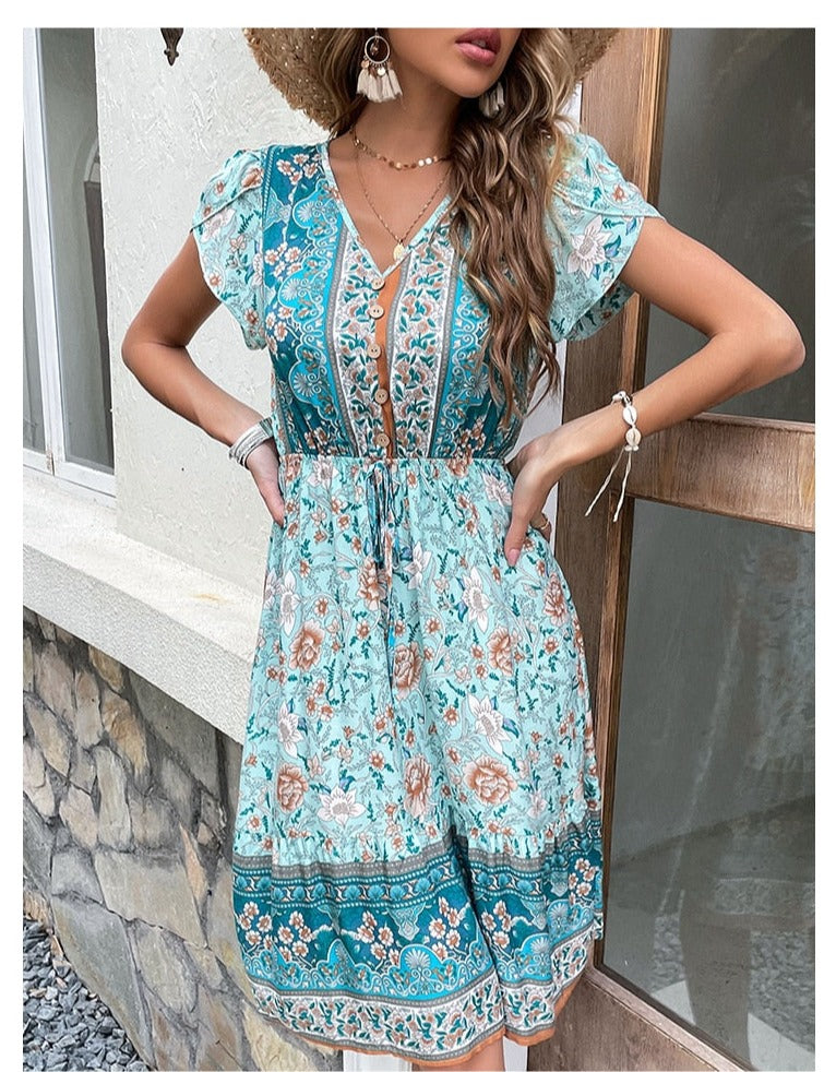 Vintage Petal Sleeve Boho Dress - Top Boho