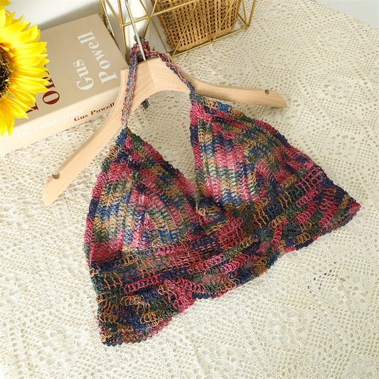 Crochet Tassel Halter Neck Crop Top - Top Boho
